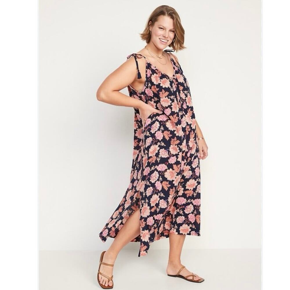 Old Navy Maxi Sundress Spaghetti Strap Womens Floral ASO Sweet Magnolias Size XL